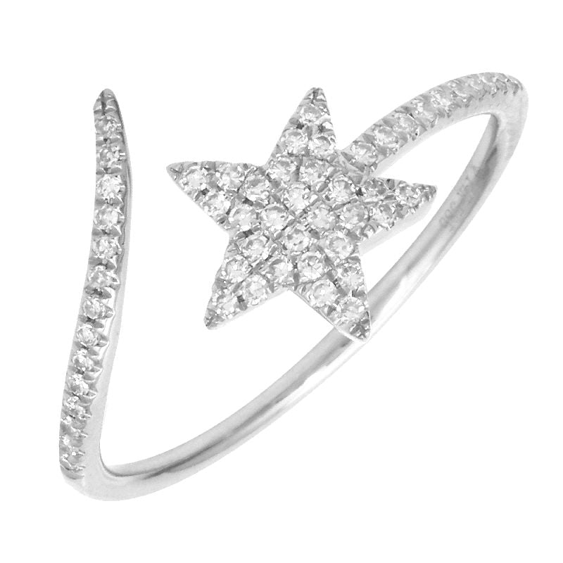 14K Rose Gold Diamond Star Ring