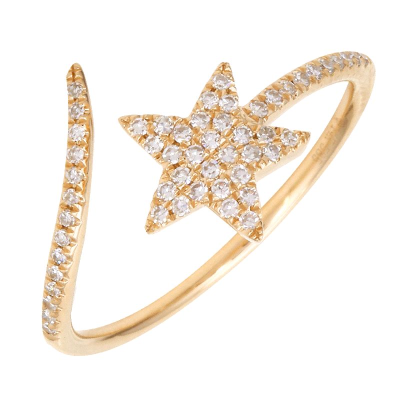 14K Rose Gold Diamond Star Ring