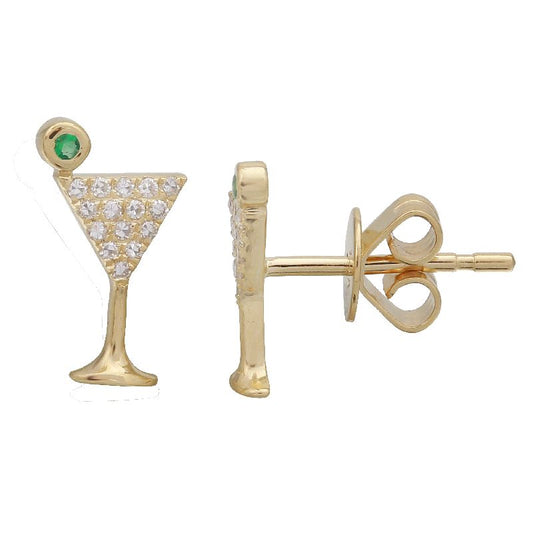 14K Yellow Gold Diamond Martini Earrings