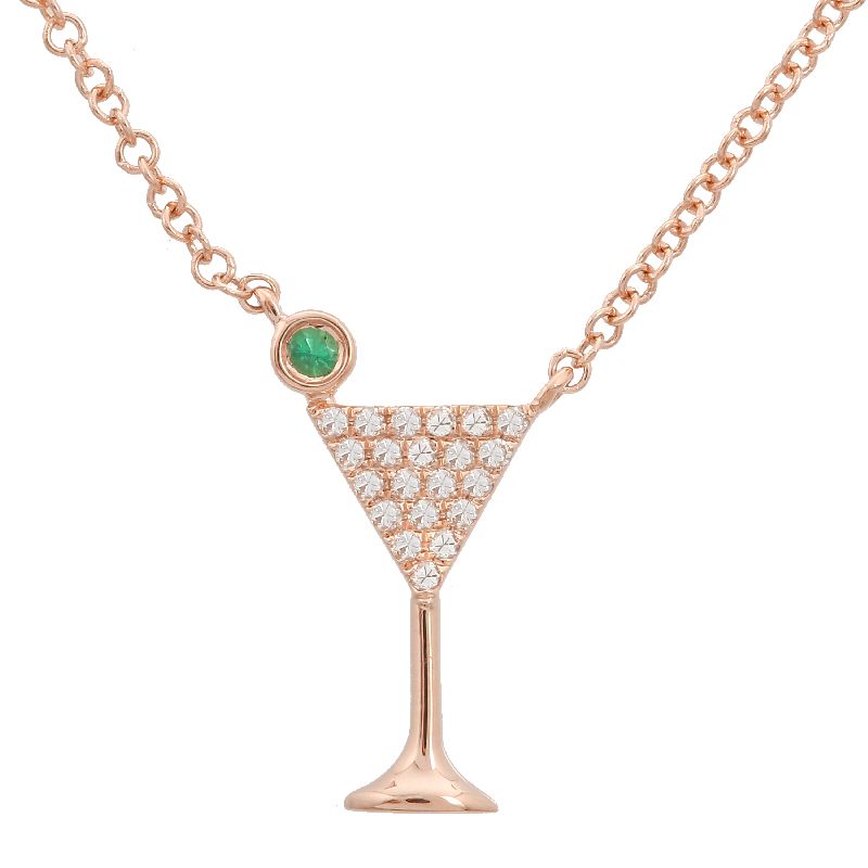 14K Yellow Gold Diamond Martini Necklace