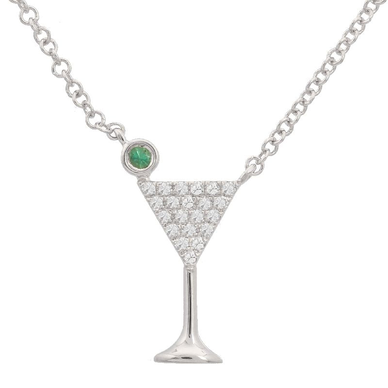 14K Yellow Gold Diamond Martini Necklace