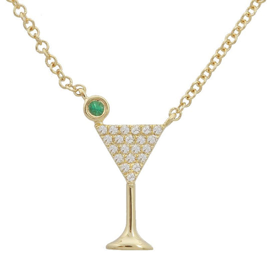 14K Yellow Gold Diamond Martini Necklace