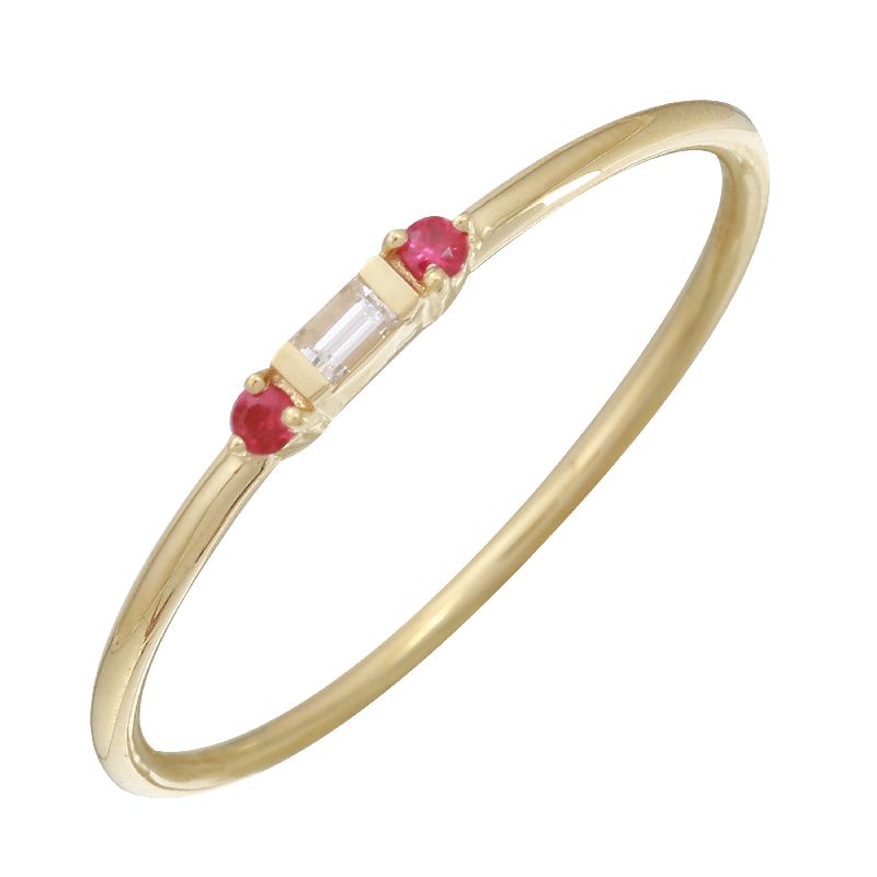 14K Yellow Gold Diamond and Ruby Ring