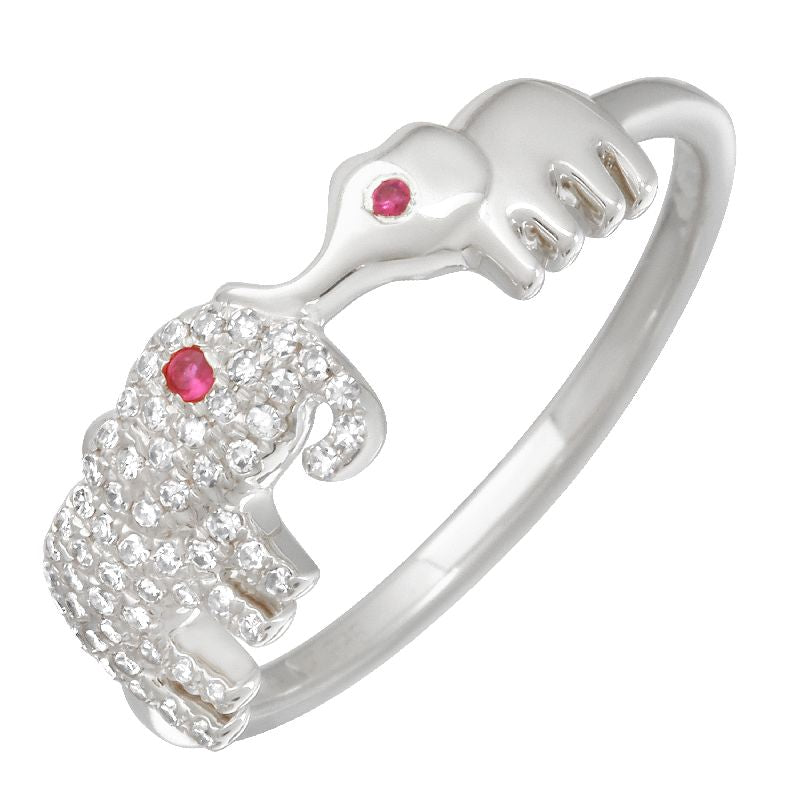 14K Yellow Gold Diamond Elephant Ring