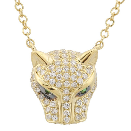 14K Yellow Gold Diamond Panther Necklace