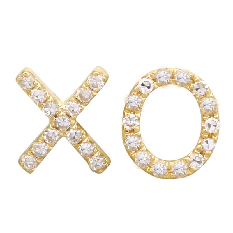 14K Yellow Gold Hugs and Kisses Studs