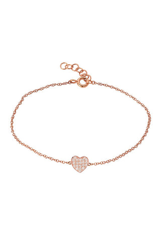 14K Yellow Gold Diamond Heart Bracelet