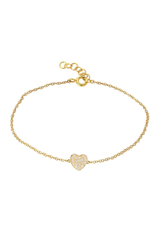14K Yellow Gold Diamond Heart Bracelet