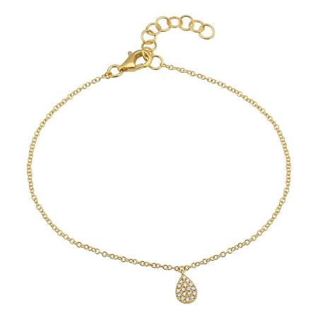14K Yellow Gold Diamond Pave Drop bracelet