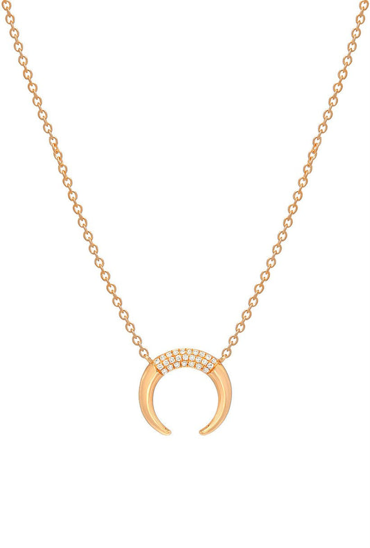 14K Yellow Gold Double Horn Necklace