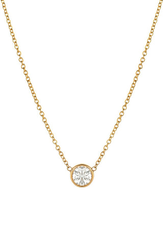 14K Yellow Gold Large diamond bezel necklace