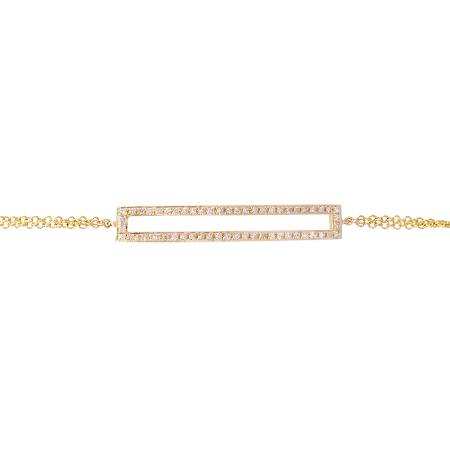 14K Yellow Gold Open Bar Pave Diamond Bracelet