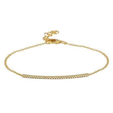 14K Yellow Gold Pave Diamond Bar Bracelet