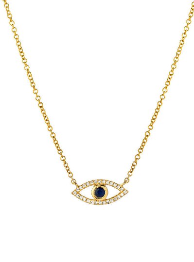 14K Yellow Gold Sapphire Eye necklace