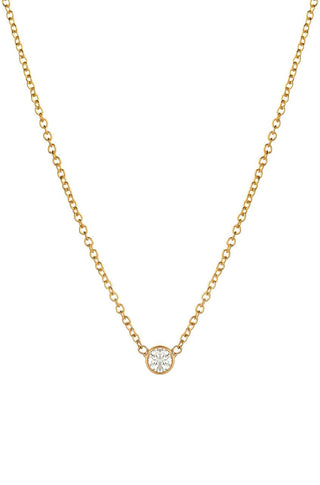 14K Yellow Gold Small bezel diamond necklace
