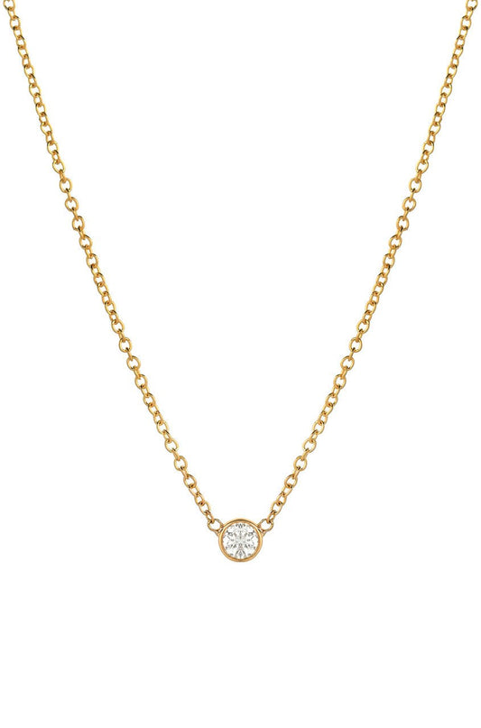 14K Yellow Gold Small bezel diamond necklace
