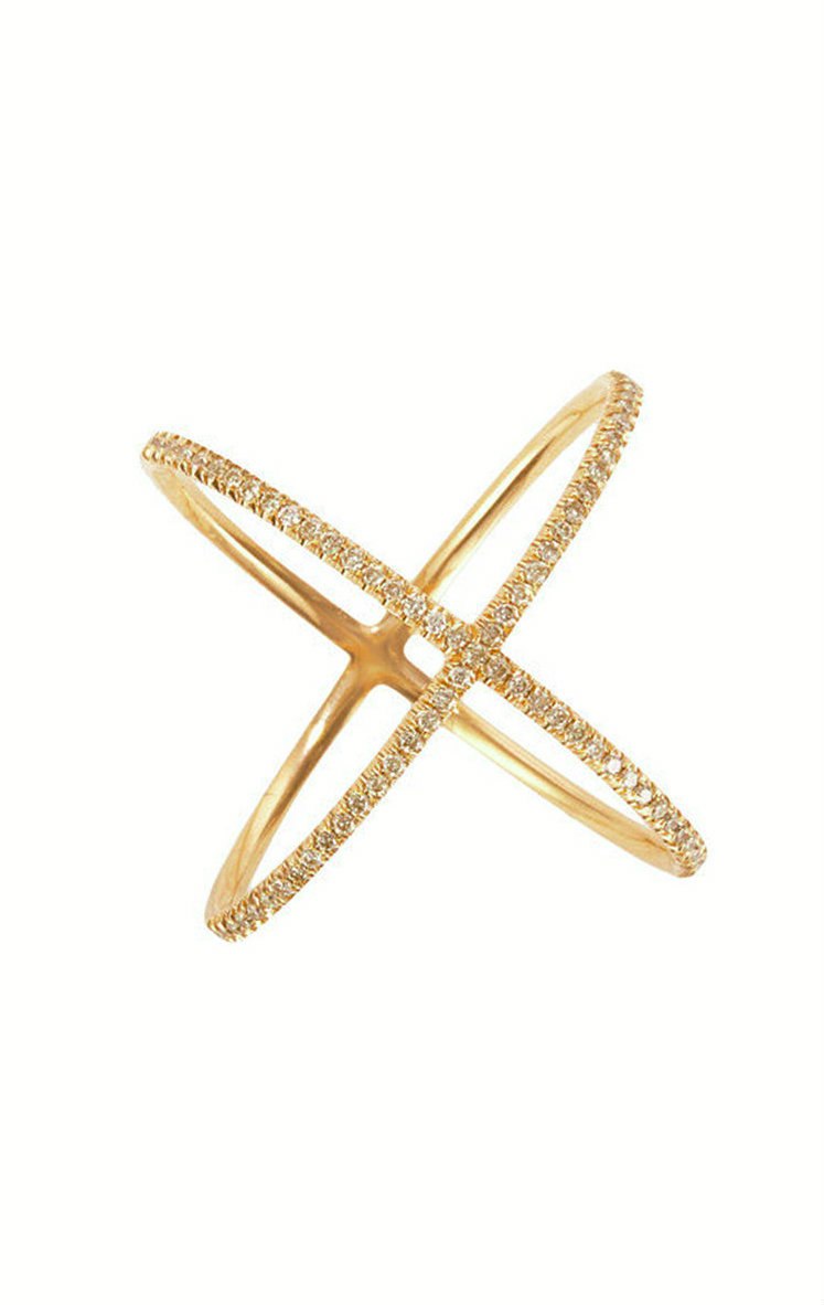 14K Yellow Gold Diamond X Ring