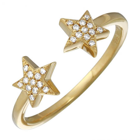 14k White Gold Double Star Ring