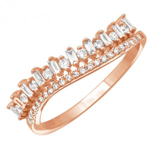 14K Gold Baguette and Round Diamond Ring