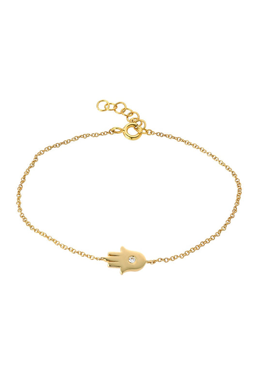 14K Yellow Gold Diamond Hamsa Bracelet
