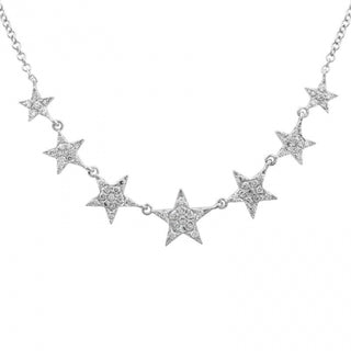 14k White Gold Diamond 7 Star Necklace