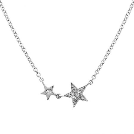 14K Yellow Gold Double Star Necklace