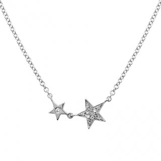 14K Yellow Gold Double Star Necklace