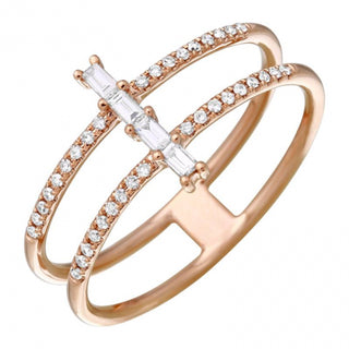 14K Yellow Gold Double Row Baguette Ring