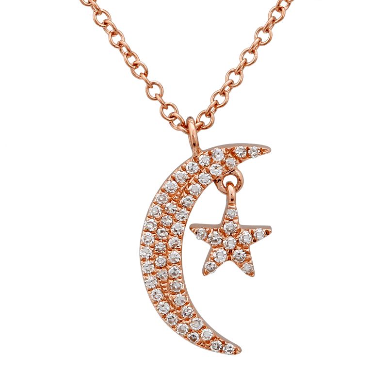 14K Yellow Gold Moon x Star Necklace