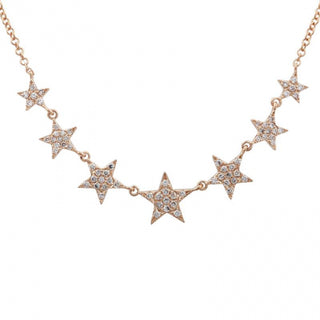 14k White Gold Diamond 7 Star Necklace