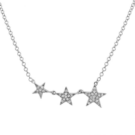 14K Yellow Gold Triple Star Necklace