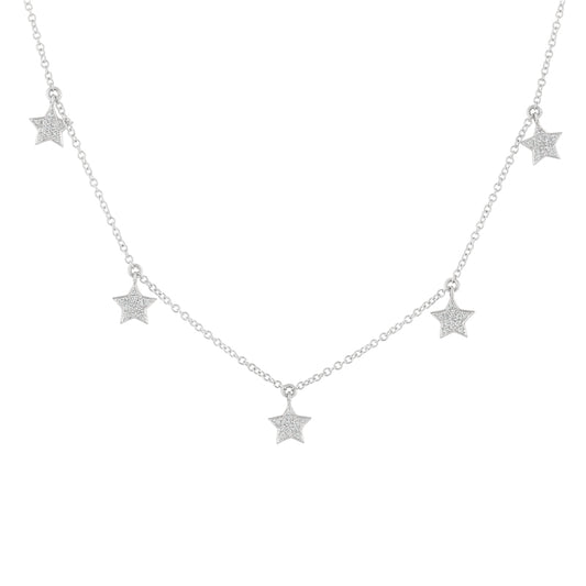 14k Diamond Five Star Necklace