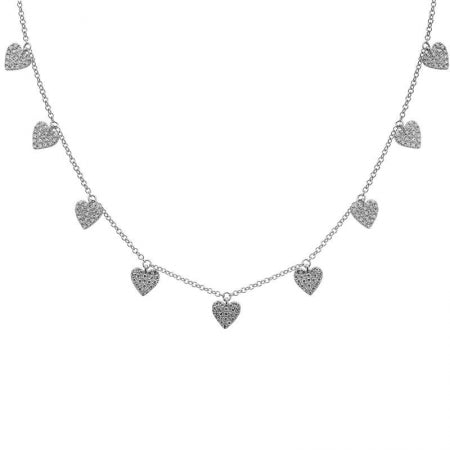 14K Yellow Gold Heavy 9 Heart Necklace