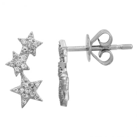 14K Yellow Gold Triple Star Earring