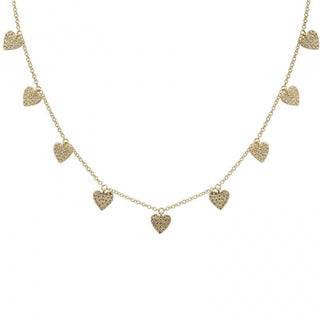 14K Yellow Gold Heavy 9 Heart Necklace