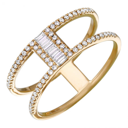 14K Rose Gold Double Row Ring