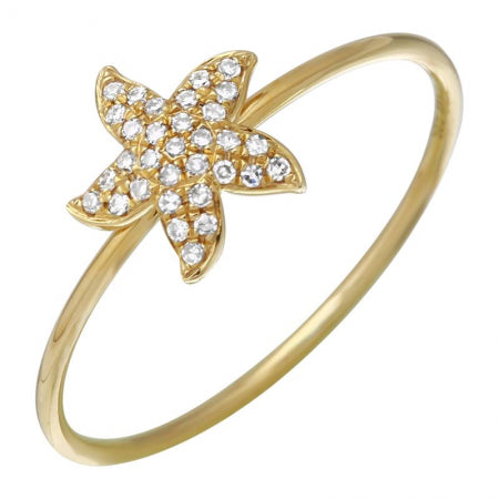 14K Yellow Gold Starfish Ring