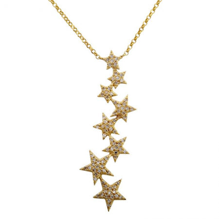 14K Yellow Gold Dangling Star Necklace