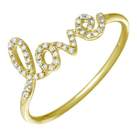 14k Yellow Gold Diamond Love Ring