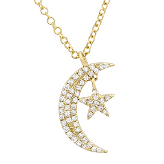 14K Yellow Gold Moon x Star Necklace